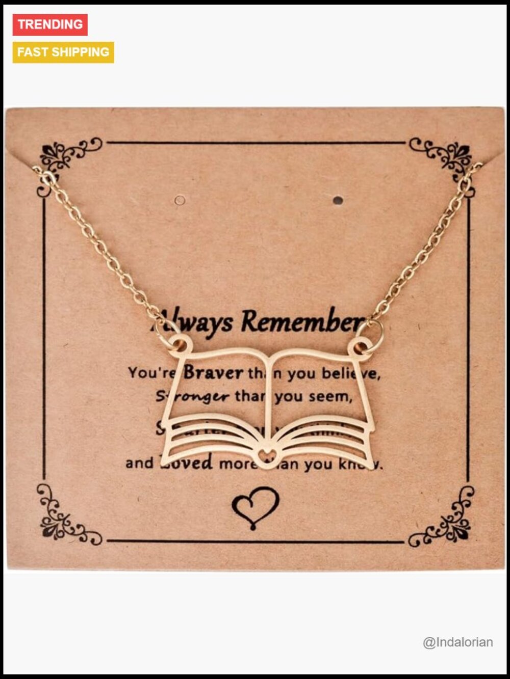 Open Book Pendant Necklace Book Lover Gift Readers Jewelry Stainless Steel